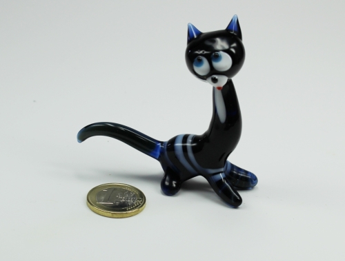 Glasfigur Katze schwarz 6