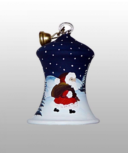Miniatur Glas-Glocke Weihnachtsmann 5cm