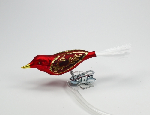 Vogel rot mit Glasschwanz