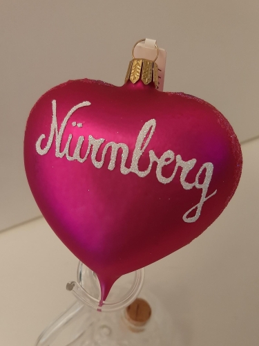Baumschmuck Herz Nürnberg groß pink mit Glitzerrand