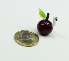 Mini Glasfigur Apfel mit Wurm