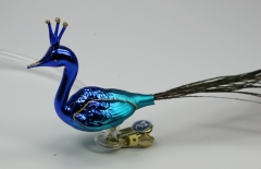 Baumschmuck - Zauberhafter Pfau blau mit Krone (mittel)